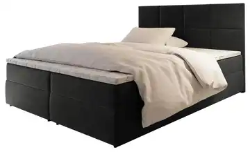 MASSENO Boxbett 140x200 cm Dunkelgrau Teddy