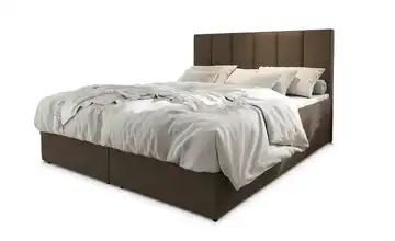 MASSENO Boxbett mit Bettkasten Meril 140x200 cm Braun Velours