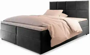 MASSENO Boxbett 140x200 cm Grau Teddy