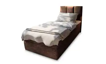 MASSENO Boxbett mit Bettkasten Meril 100x200 cm Braun Flachgewebe fein