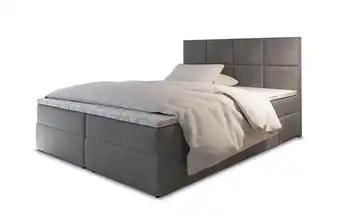 MASSENO Boxbett 140x200 cm Hellgrau Velours