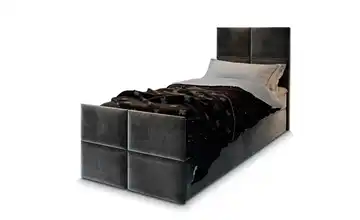 MASSENO Boxbett mit Bettkasten Ariel Dunkelgrau 80x200 cm Teddy