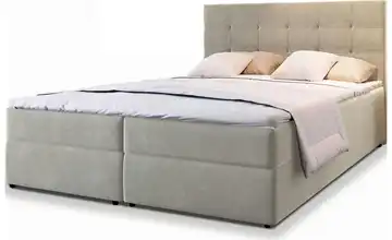 MASSENO Boxbett mit Bettkasten Glos 140x200 cm Beige Velours