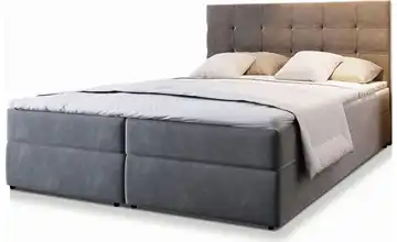 MASSENO Boxbett mit Bettkasten Glos 140x200 cm Grau Velours