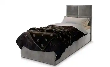 MASSENO Boxbett 80x200 cm Hellgrau Teddy