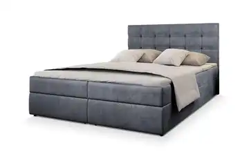 MASSENO Boxbett mit Bettkasten Glos 140x200 cm Steingrau Velours