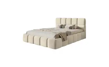 Polsterbett Cloudy mit Bettkasten 140x200 cm Hellbeige Velours