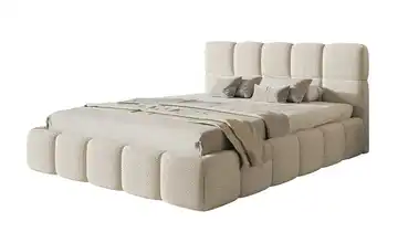 Polsterbett Cloudy mit Bettkasten 140x200 cm Hellbeige Bouclé