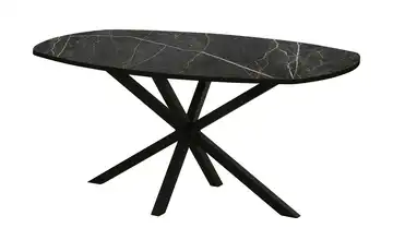 uno Esstisch Kent Marmoroptik, Schwarz 220 cm bootsförmig