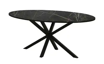 uno Esstisch Kent Marmoroptik, Schwarz 160 cm oval