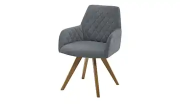 Woodford Esszimmerstuhl Bristol 1 Grau Webstoff Steppung innen Wildeiche Armlehne