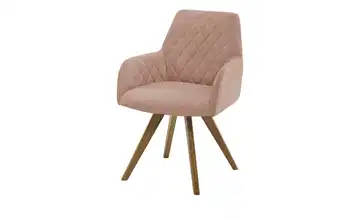 Woodford Esszimmerstuhl Bristol 1 Rosé Webstoff Steppung innen Wildeiche Armlehne