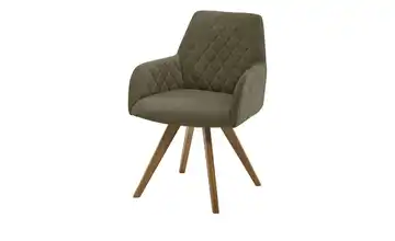 Woodford Esszimmerstuhl Bristol 1 Olivgrün Webstoff Steppung innen Wildeiche Armlehne