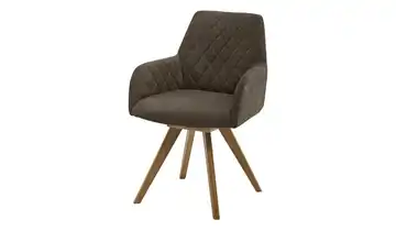 Woodford Esszimmerstuhl Bristol 1 Braun Webstoff Steppung innen Wildeiche Armlehne, Drehfunktion
