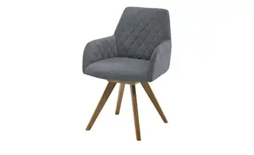 Woodford Esszimmerstuhl Bristol 1 Grau Webstoff Steppung innen Wildeiche Armlehne, Drehfunktion
