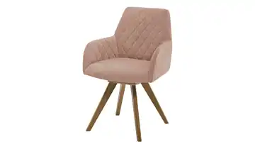 Woodford Esszimmerstuhl Bristol 1 Rosé Webstoff Steppung innen Wildeiche Armlehne, Drehfunktion