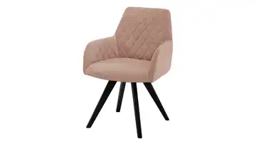 Woodford Esszimmerstuhl Bristol 1 Rosé Webstoff Steppung innen Schwarz Armlehne