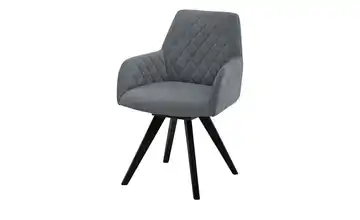 Woodford Esszimmerstuhl Bristol 1 Grau Webstoff Steppung innen Schwarz Armlehne, Drehfunktion