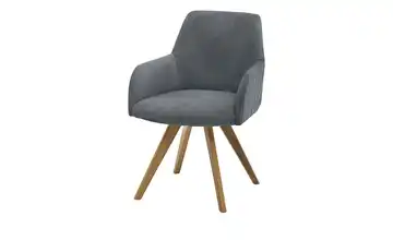 Woodford Esszimmerstuhl Bristol 2 Grau Webstoff Steppung außen Wildeiche Armlehne