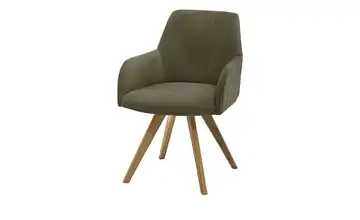Woodford Esszimmerstuhl Bristol 2 Olivgrün Webstoff Steppung außen Wildeiche Armlehne