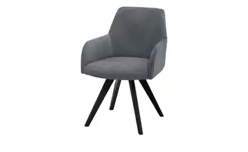 Woodford Esszimmerstuhl Bristol 2 Grau Webstoff Steppung außen Schwarz Armlehne