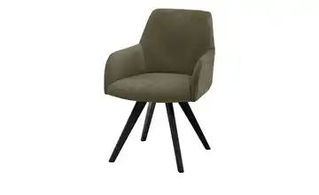 Woodford Esszimmerstuhl Bristol 2 Olivgrün Webstoff Steppung außen Schwarz Armlehne