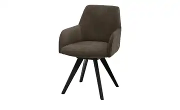 Woodford Esszimmerstuhl Bristol 2 Braun Webstoff Steppung außen Schwarz Armlehne, Drehfunktion