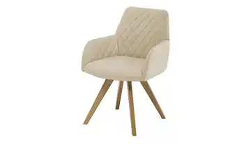 Woodford Esszimmerstuhl Bristol 1 Cappuccino Mikrofaser Steppung innen Wildeiche Armlehne