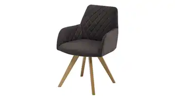 Woodford Esszimmerstuhl Bristol 1 Dunkelbraun Mikrofaser Steppung innen Wildeiche Armlehne