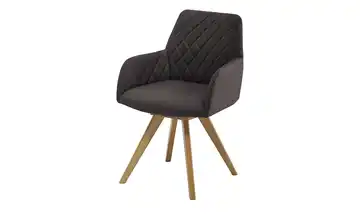 Woodford Esszimmerstuhl Bristol 1 Dunkelbraun Mikrofaser Steppung innen Wildeiche Armlehne, Drehfunktion