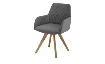 Woodford Esszimmerstuhl Bristol 1 Taupe Mikrofaser Steppung innen Wildeiche Armlehne, Drehfunktion
