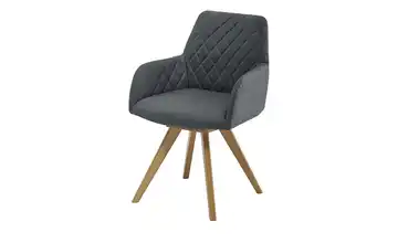 Woodford Esszimmerstuhl Bristol 1 Grau Mikrofaser Steppung innen Wildeiche Armlehne, Drehfunktion