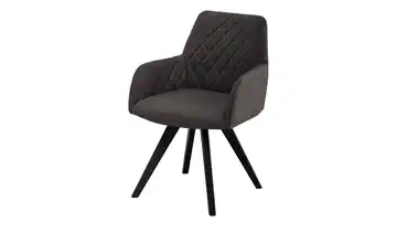 Woodford Esszimmerstuhl Bristol 1 Dunkelbraun Mikrofaser Steppung innen Schwarz Armlehne