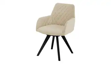 Woodford Esszimmerstuhl Bristol 1 Cappuccino Mikrofaser Steppung innen Schwarz Armlehne, Drehfunktion