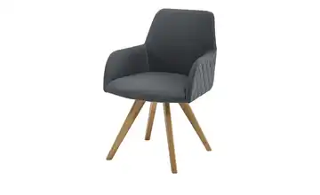 Woodford Esszimmerstuhl Bristol 2 Grau Mikrofaser Steppung außen Wildeiche Armlehne