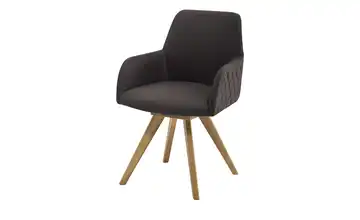 Woodford Esszimmerstuhl Bristol 2 Dunkelbraun Mikrofaser Steppung außen Wildeiche Armlehne, Drehfunktion