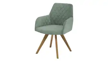 Woodford Esszimmerstuhl Bristol 1 Grün Velours Steppung innen Wildeiche Armlehne