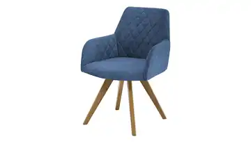 Woodford Esszimmerstuhl Bristol 1 Blau Velours Steppung innen Wildeiche Armlehne