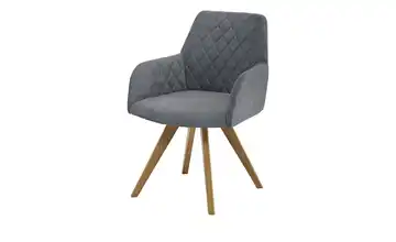 Woodford Esszimmerstuhl Bristol 1 Grau Velours Steppung innen Wildeiche Armlehne