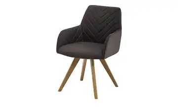 Woodford Esszimmerstuhl Delhi Dunkelbraun Mikrofaser Steppung innen Wildeiche Armlehne
