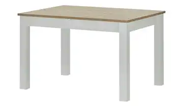 Ausziehbarer Esstisch Mazzano Weiß, Asteiche (Nachbildung) 120 cm