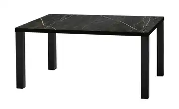 uno Esstisch Sandwich Marmoroptik, Schwarz 4-Fußgestell Metall 138 cm