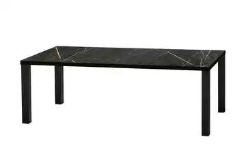 uno Esstisch Sandwich Marmoroptik, Schwarz 4-Fußgestell Metall 220 cm