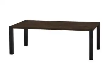 uno Esstisch Sandwich Mango (Nachbildung), Dunkelbraun 4-Fußgestell (seitl.montiert) Metall 220 cm