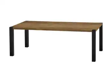 uno Esstisch Sandwich Teak (Nachbildung) 4-Fußgestell (seitl.montiert) Metall 220 cm