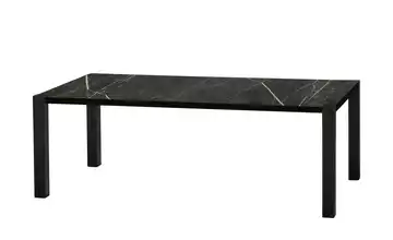 uno Esstisch Sandwich Marmoroptik, Schwarz 4-Fußgestell (seitl.montiert) Metall 220 cm