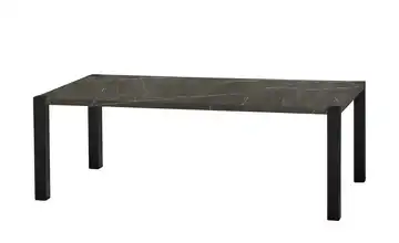 uno Esstisch Sandwich Marmoroptik, Grau 4-Fußgestell (seitl.montiert) Metall 220 cm
