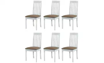 Esszimmerstuhl 6er-Set Weiß, Hellbraun
