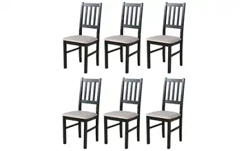Esszimmerstuhl 6er-Set Schwarz, Dunkelbeige