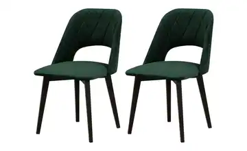 Esszimmerstuhl 2er-Set Schwarz, Dunkelgrün